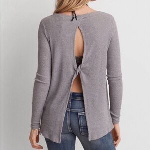 Gray Open-Back Sweater